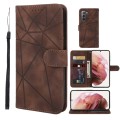For Samsung Galaxy S21+ 5G Skin Feel Geometric Lines Leather Phone Case(Brown)