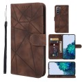 For Samsung Galaxy S22+ 5G Skin Feel Geometric Lines Leather Phone Case(Brown)