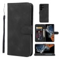 For Samsung Galaxy S23 Ultra 5G Skin Feel Geometric Lines Leather Phone Case(Black)