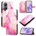 For vivo Y100 5G Global PT003 Marble Pattern Flip Leather Phone Case(Pink Purple Gold)
