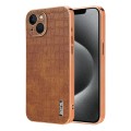 For iPhone 13 AZNS Electroplated Frame Crocodile Texture Full Coverage Phone Case(Brown)