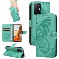 For Xiaomi Mi 11T / 11T Pro Swallowtail Butterfly Embossed Leather Phone Case(Green)