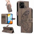 For Xiaomi Redmi 10C Swallowtail Butterfly Embossed Leather Phone Case(Grey)