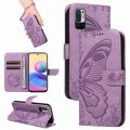 For Xiaomi Poco M3 Pro 5G Swallowtail Butterfly Embossed Leather Phone Case(Purple)