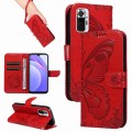 For Xiaomi Redmi Note 10 Pro 4G Swallowtail Butterfly Embossed Leather Phone Case(Red)