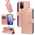 For Xiaomi Poco M4 Pro 5G Swallowtail Butterfly Embossed Leather Phone Case(Rose Gold)