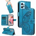 For Xiaomi Redmi Note 12 4G Global Swallowtail Butterfly Embossed Leather Phone Case(Blue)