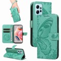 For Xiaomi Redmi Note 12 4G Global Swallowtail Butterfly Embossed Leather Phone Case(Green)