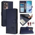 For HTC U24 Pro Cat Rat Embossed Pattern RFID Leather Phone Case with Lanyard(Blue)