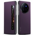 For vivo X Fold3 Pro SULADA Kevlar 600D Texture Smart Window Leather Phone Case(Purple)
