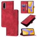 For vivo Y70s Skin Feel Embossed Leather Phone Case(Red)