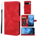 For Google Pixel 9 / 9 Pro Skin Feel Geometric Lines Leather Phone Case(Red)