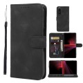 For Sony Xperia 1 III Skin Feel Geometric Lines Leather Phone Case(Black)