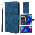 For Motorola Moto G Pure 2021 Skin Feel Geometric Lines Leather Phone Case(Blue)