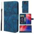 For Motorola Moto Z4 Skin Feel Geometric Lines Leather Phone Case(Blue)