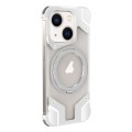 For iPhone 15 Borderless MagSafe Rotating Holder Transparent Phone(Silver)