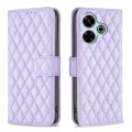 For Xiaomi Poco M6 4G / Redmi 13 4G Diamond Lattice Wallet Flip Leather Phone Case(Purple)