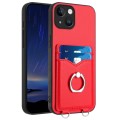 For iPhone 14 R20 Ring Card Holder Phone Case(Red)