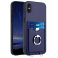 For iPhone XS / X R20 Ring Card Holder Phone Case(Blue)