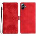 For Samsung Galaxy A05 4G Cherry Blossom Butterfly Skin Feel Embossed PU Phone Case(Red)