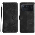 For Xiaomi Mi 11 Ultra Cherry Blossom Butterfly Skin Feel Embossed PU Phone Case(Black)