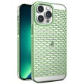 For iPhone 13 Pro Max Hollow Matte Electroplated PC Heat Dissipation Phone Case(Green)