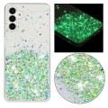 For Samsung Galaxy A34 5G Transparent Frame Noctilucent Glitter Powder TPU Phone Case(Green)