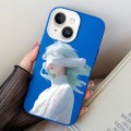 For iPhone 13 Blindfold Girl PC Hybrid TPU Phone Case(Blue)