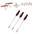 12 in 1 Car / Motorcycle Tire Repair Tool Spoon Tire Spoons Lever Tire Changing Tools with Red Tyre