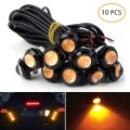 10 PCS 18mm 1.5W DC9-80V Motorcycle Eagle Eye Light Double Lens(Yellow Light)