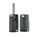 Car 3-button Folding Key Shell Remote Control Case with Slot without Holder for Peugeot / Citroen