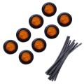 8 PCS Truck Trailer Yellow LED 2 inch Round Side Marker Clearance Tail Light Kits with Heat Shrink T
