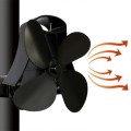 YL-105 4-Blade Aluminum Heat Powered Fireplace Stove Fan(Black)