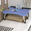 W-shaped Non-slip Legs Adjustable Folding Portable Writing Desk Laptop Desk with Card Slot(Dark Blue