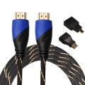 3m HDMI 1.4 Version 1080P Woven Net Line Blue Black Head HDMI Male to HDMI Male Audio Video Connecto