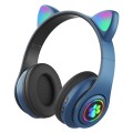 B39 Cat Ear Design LED Gradient Light Wireless Bluetooth Headset (Dark Green)