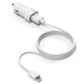 IVON CC13 QC 3.0 Fast Charging Car Charger Set with 8 Pin Charging Cable (White)