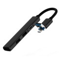 4 in 1 8 Pin/USB to Type-C / 2USB / 8 Pin Ports Multifunctional Docking Station HUB (Black)
