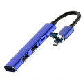 4 in 1 8 Pin/USB to Type-C / 2USB / 8 Pin Ports Multifunctional Docking Station HUB (Blue)