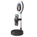 WK G3 Folding Storage Type Desktop Multi-function Live Light Makeup Mirror Holder (Black)