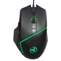 HXSJ A876 Wired Mouse Colorful Synchronous Light Emission 6400dpi Adjustable Light Gaming Mouse, Len
