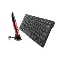 KM-808 2.4GHz Wireless Multimedia Keyboard + Wireless Optical Pen Mouse with USB Receiver Set for Co