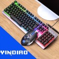 YINDIAO K002 USB Wired Mechanical Feel Sound Control RGB Backlight Keyboard + Optical Mouse Set(Blac