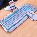 YINDIAO V2 Mechanical Feel Gaming Keyboard Mouse Set (White Ice Blue light)