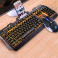 YINDIAO V2 Mechanical Feel Gaming Keyboard Mouse Set (Black Orange Yellow Light)