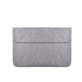 PU01S PU Leather Horizontal Invisible Magnetic Buckle Laptop Inner Bag for 14.1 inch laptops (Grey)