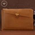 Universal Genuine Leather Business Zipper Laptop Tablet Bag For 15 inch and Below(Yellow)