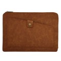 Universal Genuine Leather Business Zipper Laptop Tablet Bag For 15.4 inch and Below(Brown)