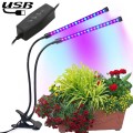 10W Dual Heads USB Clip Timing LED Growth Light, SMD 5730 Blue 460NM + 630NM Red Full Spectrum Plant