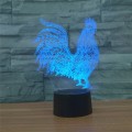 Cock Shape 3D Colorful LED Vision Light Table Lamp, 16 Colors Remote Control Version